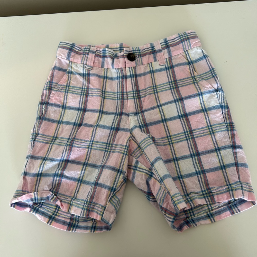 Janie and Jack Boys Plaid Pastel Shorts Size 6